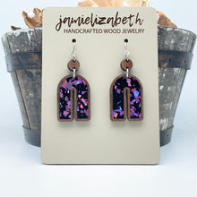 Load image into Gallery viewer, Purple Passion Fleck Acrylic Teardrops - Earrings or Necklace     -Vault
