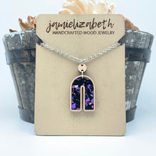 Load image into Gallery viewer, Purple Passion Fleck Acrylic Teardrops - Earrings or Necklace     -Vault
