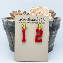 Load image into Gallery viewer, Personalized Number Softball - Earrings
