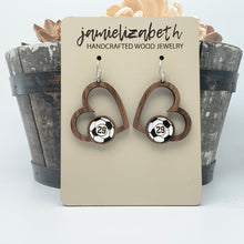 Load image into Gallery viewer, Soccer Hearts Earrings - Can be Personalized
