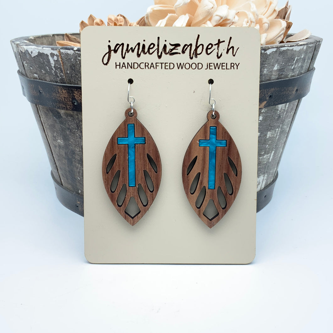 Angelic Blue Cross Masterpiece - Earrings