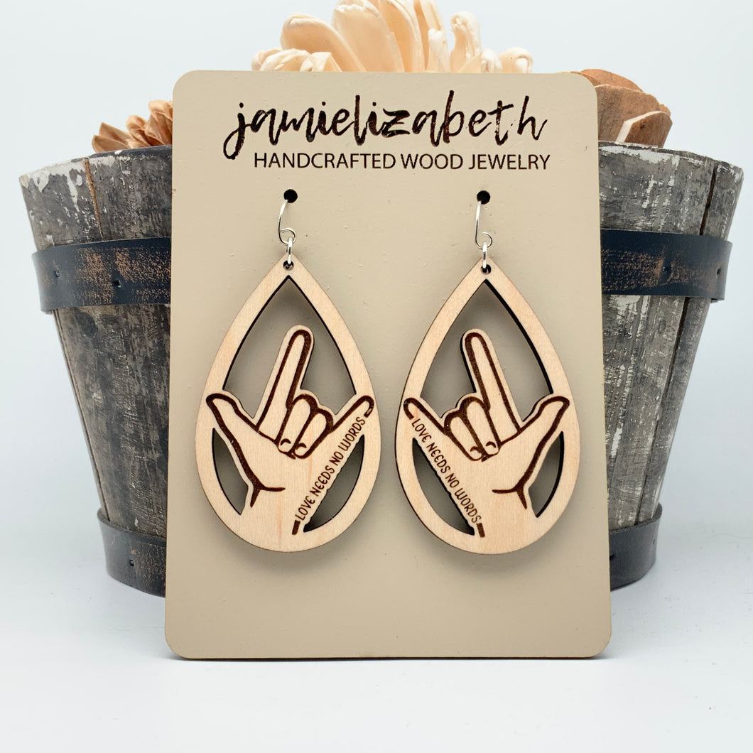 Deaf Awareness - I Love You Sign - Earrings