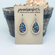 Load image into Gallery viewer, Leopard Puzzle Autism Awareness Earrings
