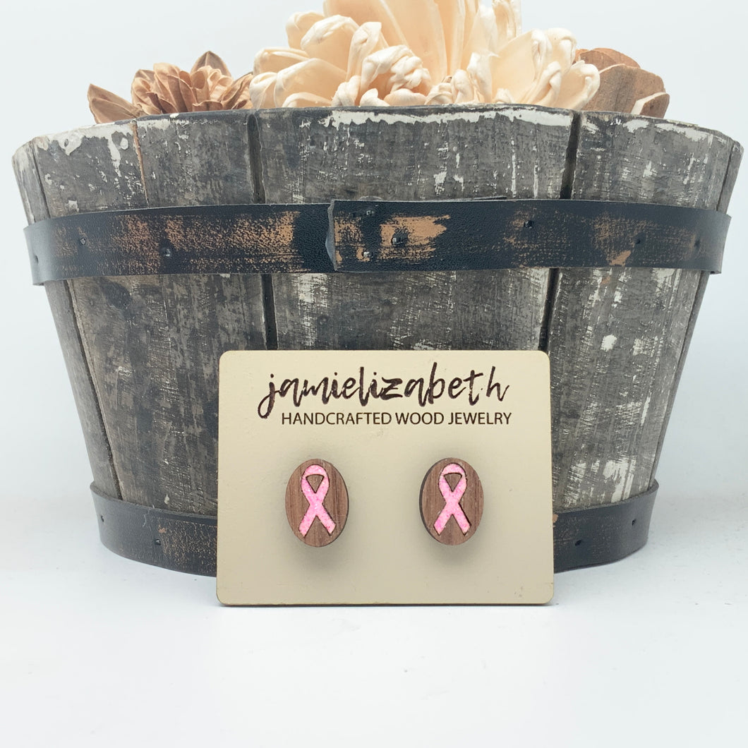 Breast Cancer Awareness Ribbon Studs (Vault)