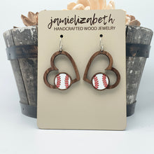 Load image into Gallery viewer, Baseball Heart Earrings - Personalized OR Generic
