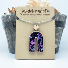 Load image into Gallery viewer, Purple Passion Fleck Acrylic Teardrops - Earrings or Necklace     -Vault
