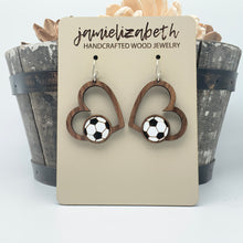 Load image into Gallery viewer, Soccer Hearts Earrings - Can be Personalized
