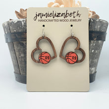 Load image into Gallery viewer, Basketball Heart Earrings - Personalized OR Generic
