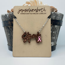 Load image into Gallery viewer, Strong Necklace with Ribbon -  Breast Cancer Awareness (Vault)
