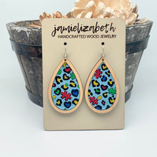 Load image into Gallery viewer, Leopard Puzzle Autism Awareness Earrings
