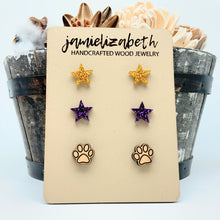 Load image into Gallery viewer, Stars and Paws Studs (Trio pack available at discount) - Earrings
