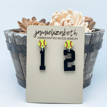 Load image into Gallery viewer, Personalized Number Softball - Earrings
