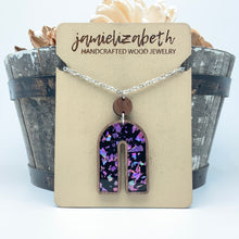 Load image into Gallery viewer, Purple Passion Fleck Acrylic Teardrops - Earrings or Necklace     -Vault
