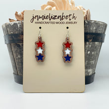 Load image into Gallery viewer, Red White and Blue Stacked Star Earrings  *Vault
