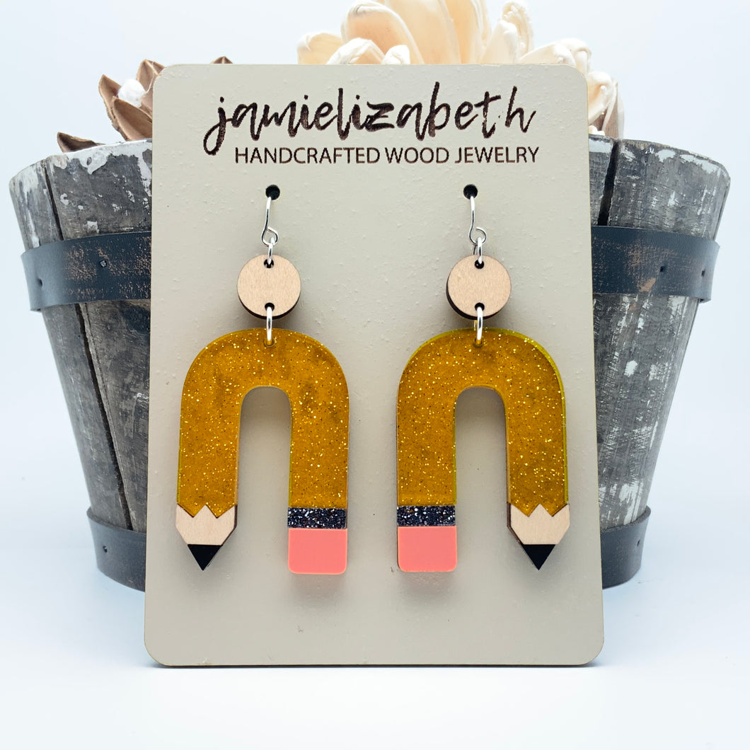 Rainbow Teacher Pencil Earrings