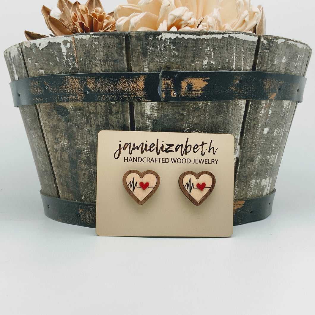 Nurses Heartbeat Studs- Earrings