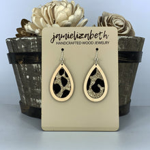 Load image into Gallery viewer, Black &amp; Gold Velvety Leopard Earrings
