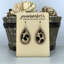 Load image into Gallery viewer, Black &amp; Gold Velvety Leopard Earrings
