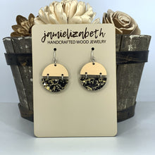 Load image into Gallery viewer, Black &amp; Gold Fleck Hemi Earrings
