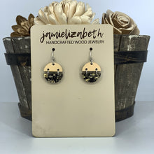 Load image into Gallery viewer, Black &amp; Gold Fleck Hemi Earrings
