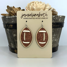 Load image into Gallery viewer, Brown Glitter Football Cutout Earrings
