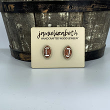 Load image into Gallery viewer, Brown Glitter Football Cutout Earrings
