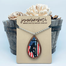 Load image into Gallery viewer, Lineman Flag Teardrop Earrings or Necklace
