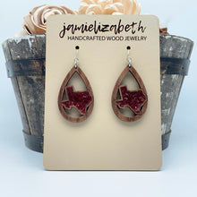 Load image into Gallery viewer, Texas Earrings or Necklace - Maroon Glitter *Vault
