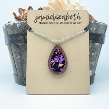 Load image into Gallery viewer, Purple Passion Fleck Acrylic Teardrops - Earrings or Necklace     -Vault
