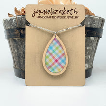 Load image into Gallery viewer, Spring Plaid Acrylic Teardrops - Earrings or Necklace    -Vault
