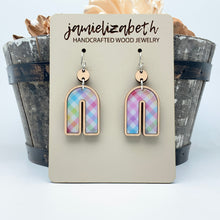 Load image into Gallery viewer, Spring Plaid - Acrylic Rainbows - Earrings or Necklace    -Vault
