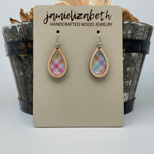 Load image into Gallery viewer, Spring Plaid Acrylic Teardrops - Earrings or Necklace    -Vault
