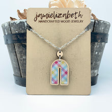 Load image into Gallery viewer, Spring Plaid - Acrylic Rainbows - Earrings or Necklace    -Vault
