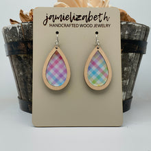 Load image into Gallery viewer, Spring Plaid Acrylic Teardrops - Earrings or Necklace    -Vault
