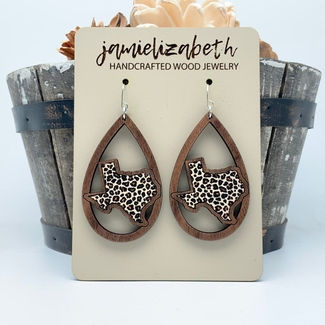 Texas Leopard Acrylic/Wood -  Earrings and Studs *Vault