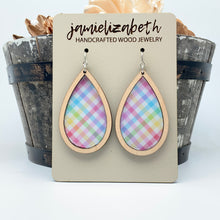 Load image into Gallery viewer, Spring Plaid Acrylic Teardrops - Earrings or Necklace    -Vault
