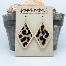 Load image into Gallery viewer, Black &amp; Gold Velvety Leopard Earrings
