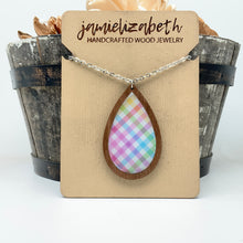 Load image into Gallery viewer, Spring Plaid Acrylic Teardrops - Earrings or Necklace    -Vault
