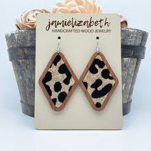 Load image into Gallery viewer, Black &amp; Gold Velvety Leopard Earrings
