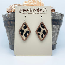 Load image into Gallery viewer, Black &amp; Gold Velvety Leopard Earrings
