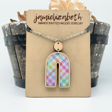 Load image into Gallery viewer, Spring Plaid - Acrylic Rainbows - Earrings or Necklace    -Vault
