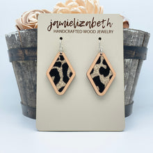 Load image into Gallery viewer, Black &amp; Gold Velvety Leopard Earrings
