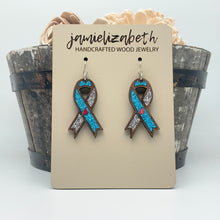 Load image into Gallery viewer, Type 1 Diabetes Awareness Ribbon Earrings
