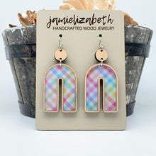 Load image into Gallery viewer, Spring Plaid - Acrylic Rainbows - Earrings or Necklace    -Vault
