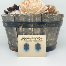 Load image into Gallery viewer, Dark Blue Cork Autism Awareness Earrings
