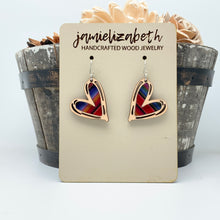 Load image into Gallery viewer, Wood Hand-Drawn Heart Earrings: Serape Acrylic  (Vault)
