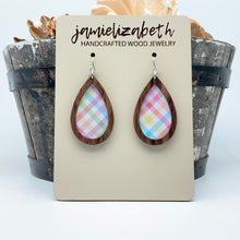 Load image into Gallery viewer, Spring Plaid Acrylic Teardrops - Earrings or Necklace    -Vault
