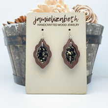 Load image into Gallery viewer, Black &amp; Gold Fleck Scallop - Earrings or Necklace    *Vault
