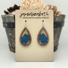 Load image into Gallery viewer, Dark Blue Cork Autism Awareness Earrings
