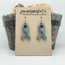 Load image into Gallery viewer, Type 1 Diabetes Awareness Ribbon Earrings
